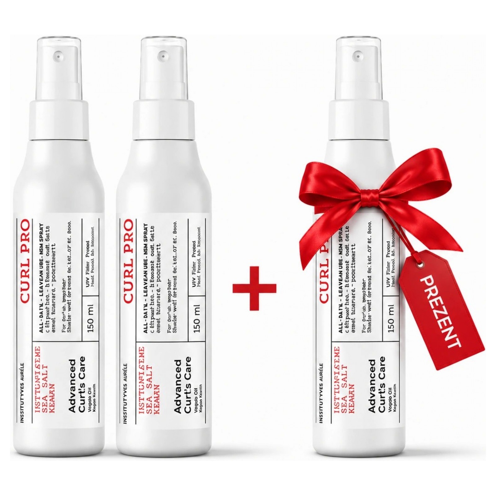 Trzy spreje CURL PRO z solą morską, które tworzą wyjątkowo mocne i efektowne loki